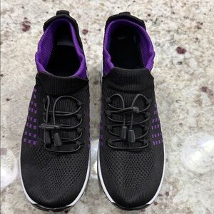 OrthoFit Stylish Black & Purple Women's Sneakers